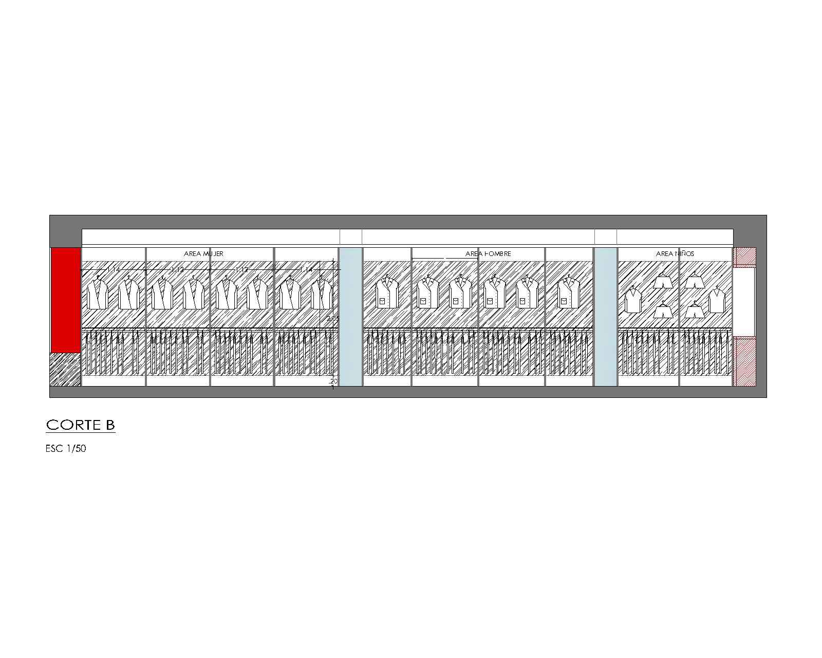 Un dibujo en blanco y negro de un edificio con un círculo rojo en el medio.