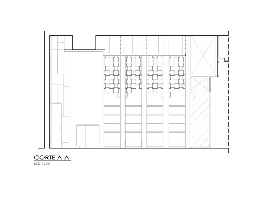 Es un dibujo en blanco y negro de un edificio.
