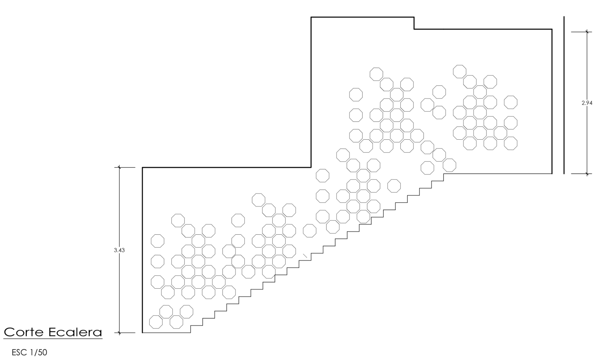 Un dibujo en blanco y negro de un conjunto de escaleras.