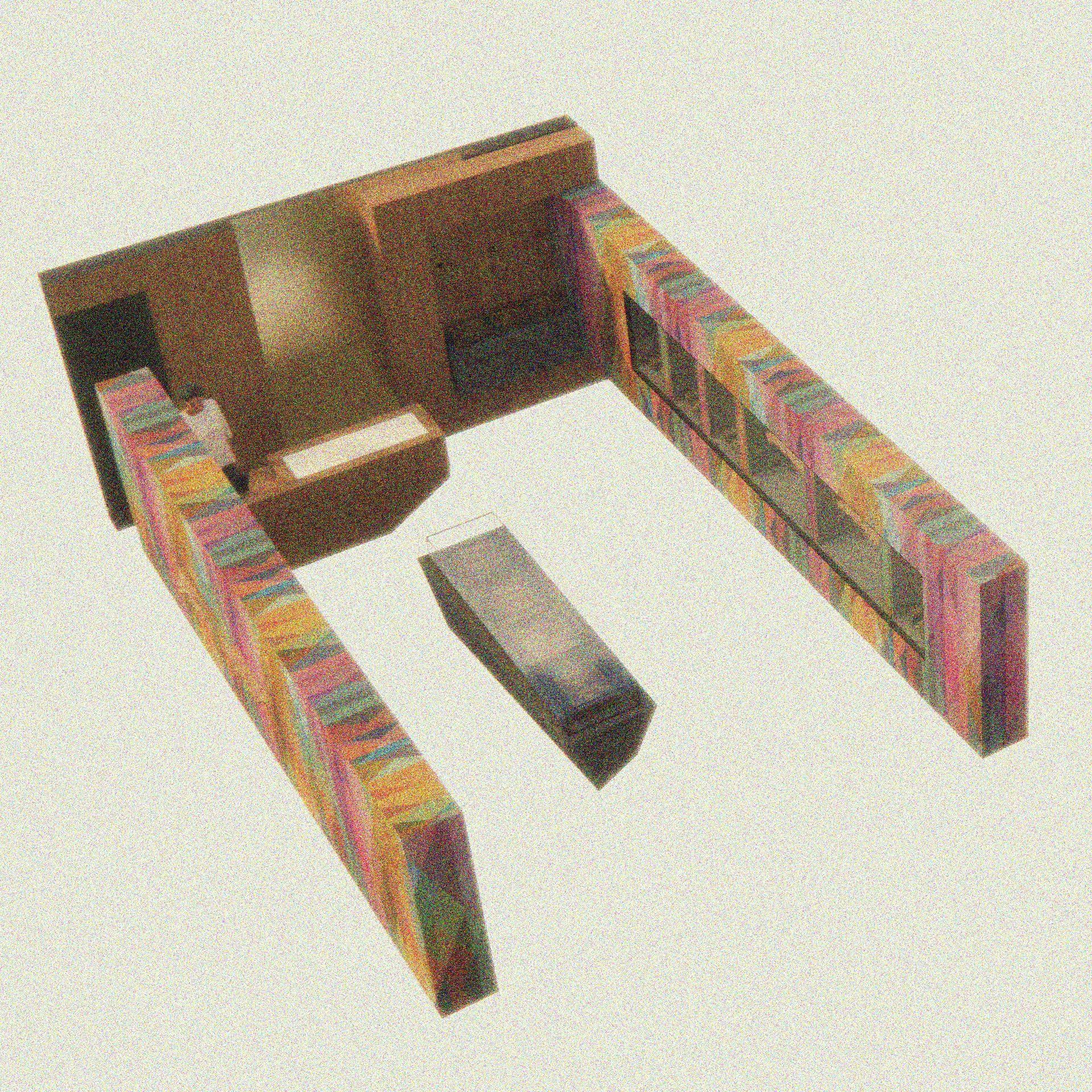 Un dibujo de una habitación con paredes de colores.