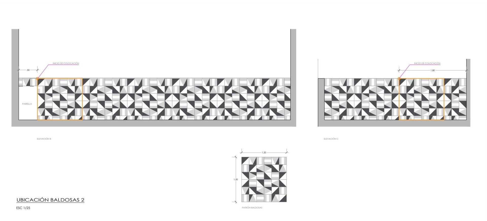 Un dibujo en blanco y negro de una pared con un patrón en ella.