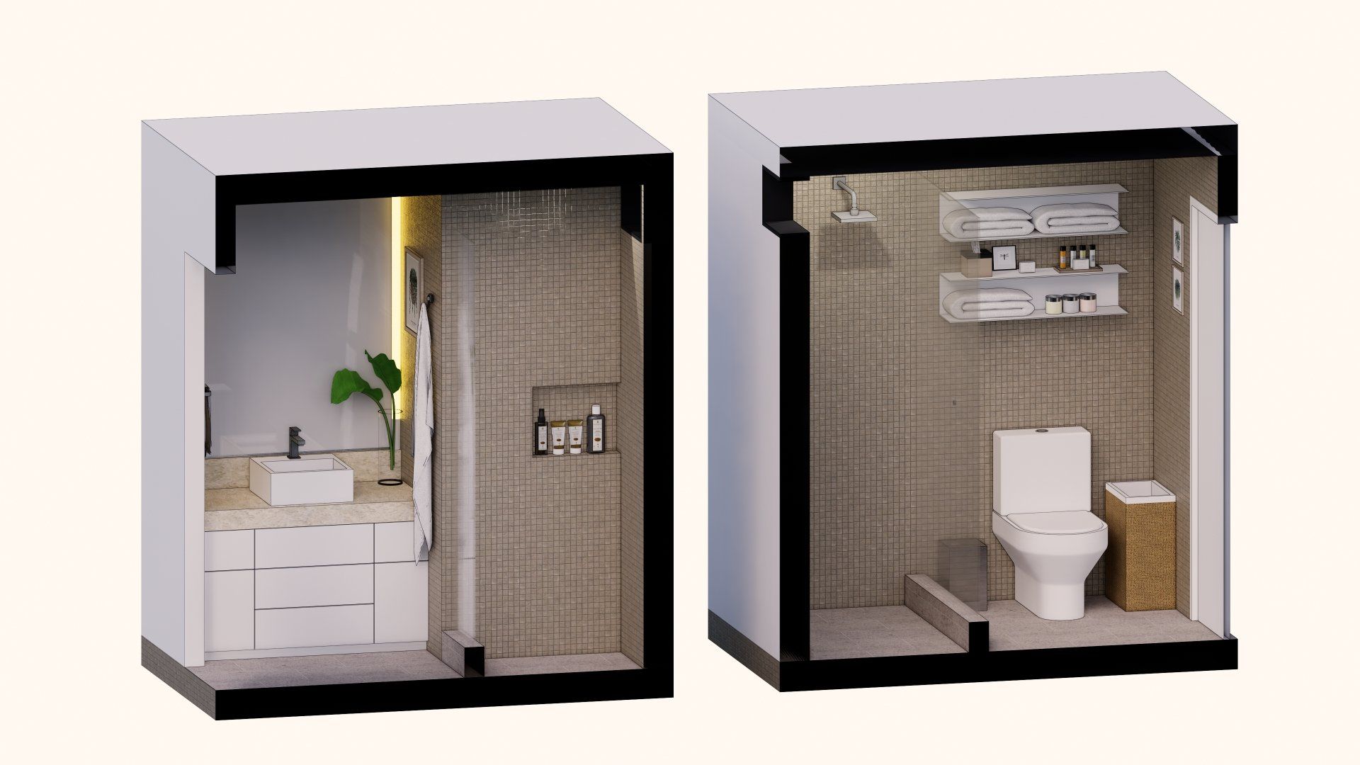 Un baño con inodoro, lavabo y ducha.