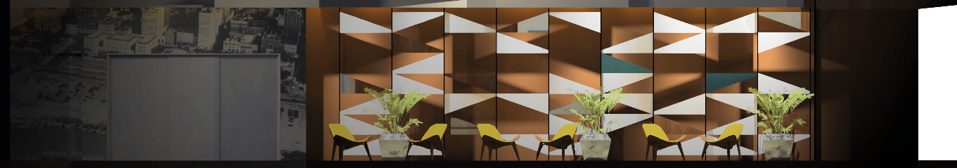 Una pintura de una pared con un patrón geométrico.