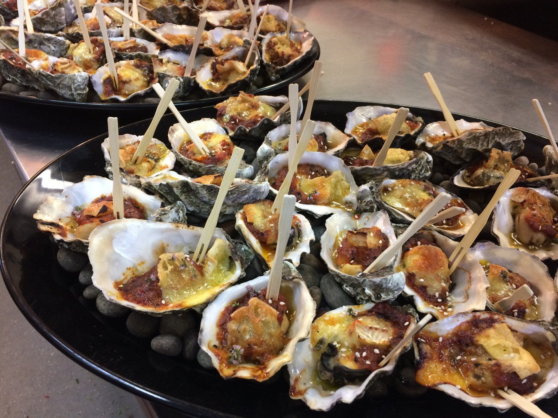 oysters with kasundi & brie