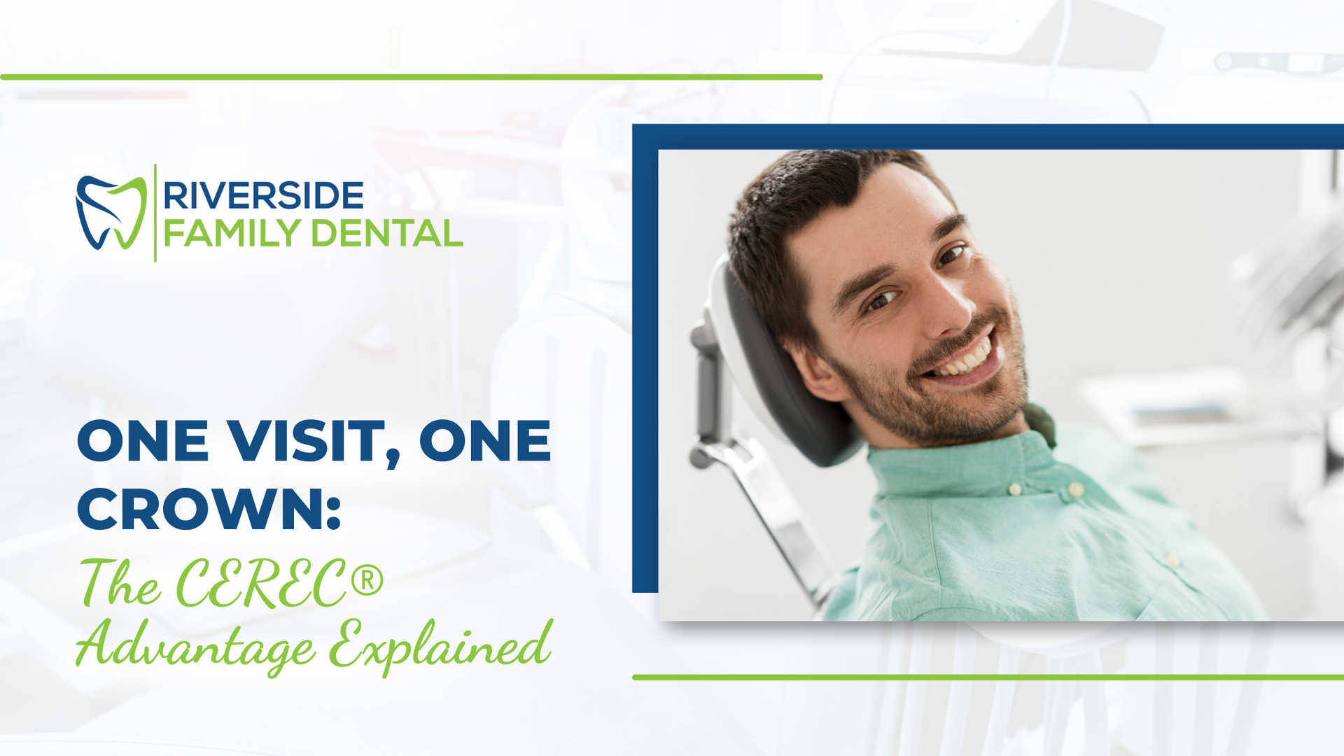 A man is smiling while sitting in a dental chair.