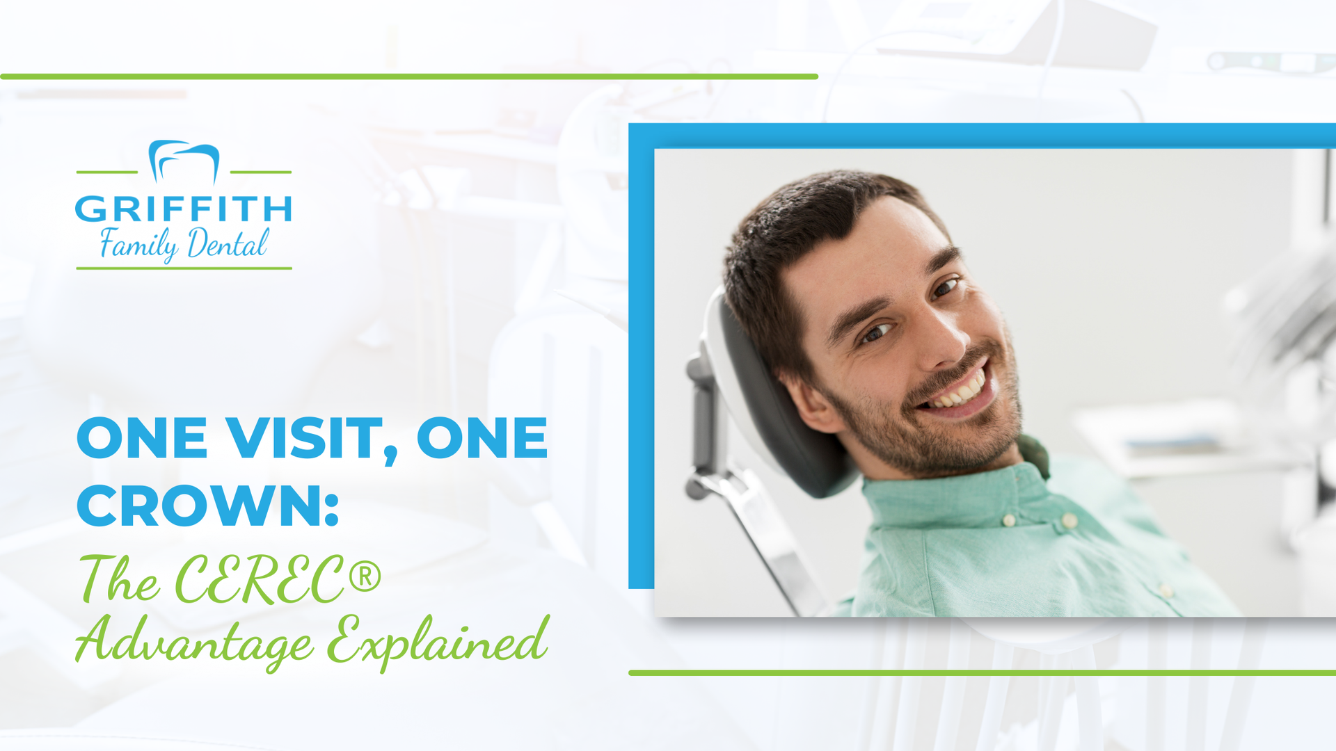A man is smiling while sitting in a dental chair.