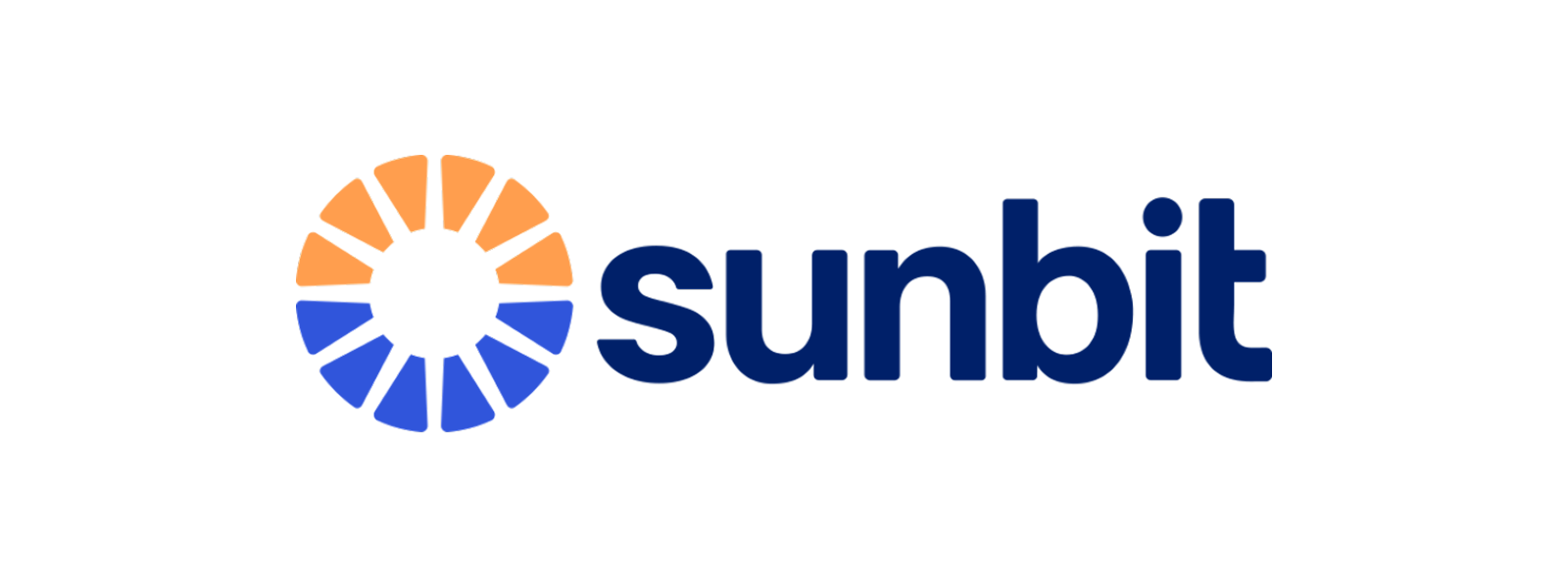 The sunbit logo is blue and orange with a sun in the middle.