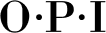 O.P.I. in bold, black letters with periods between each letter.