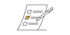 A pen is holding a piece of paper with a checklist on it.