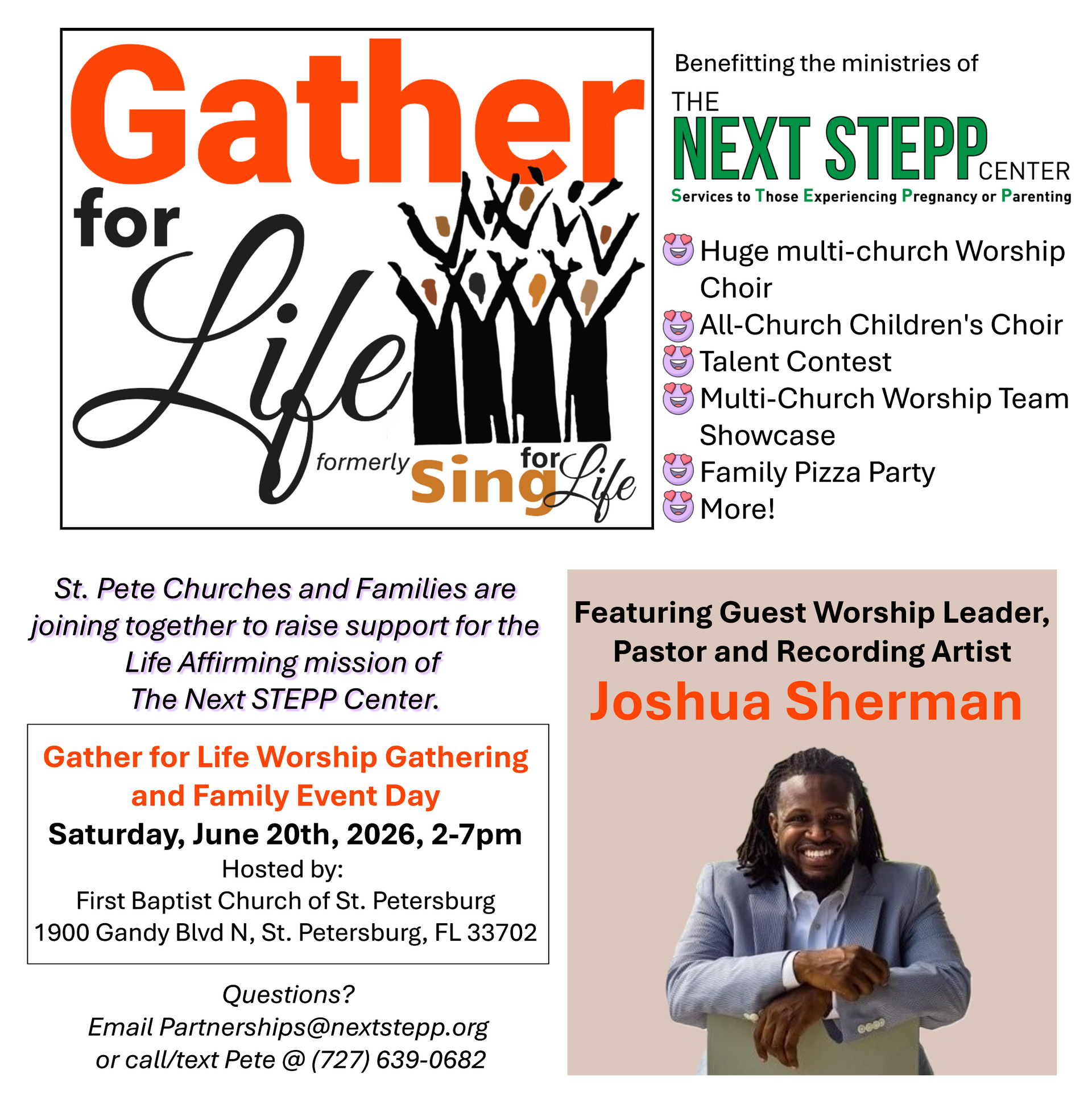 Gather For Life Worship Event in St. Petersburg, FL on June 20th, 2026