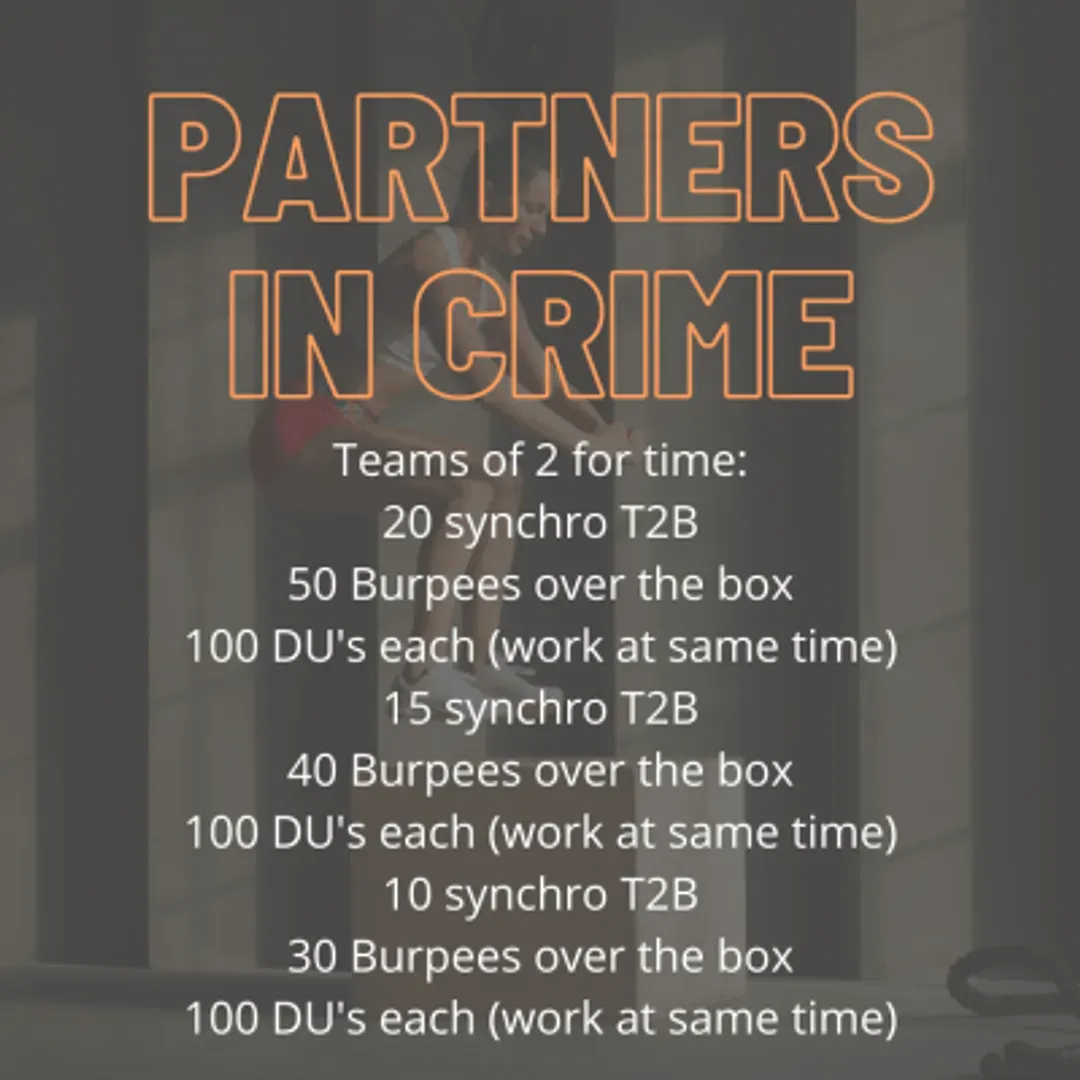 A poster with the words partners in crime on it
