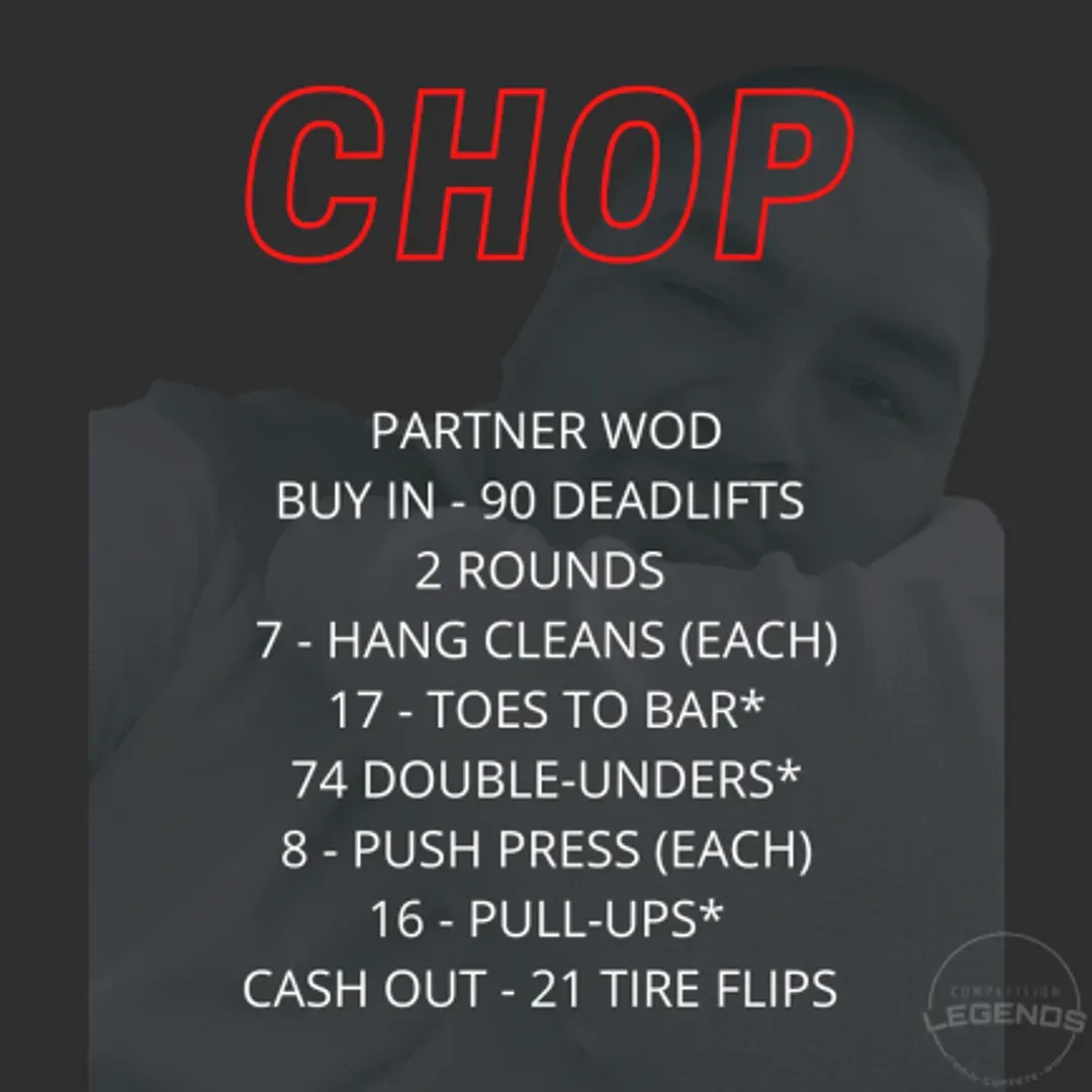 A poster that says chop on it with a picture of a man