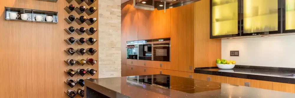 Modern kitchen with wine rack