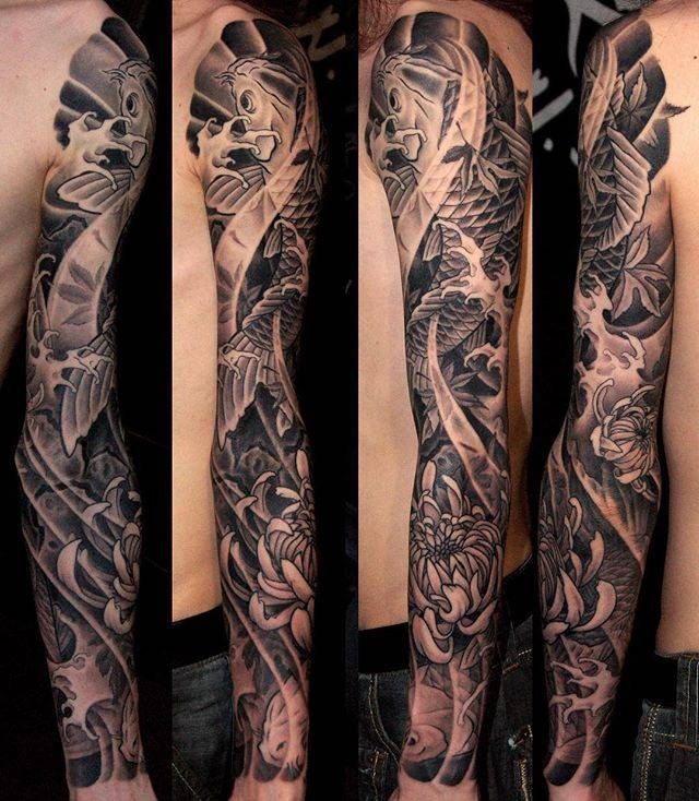 Japanese Flower Tattoos. Koi fish tattoo sleeve