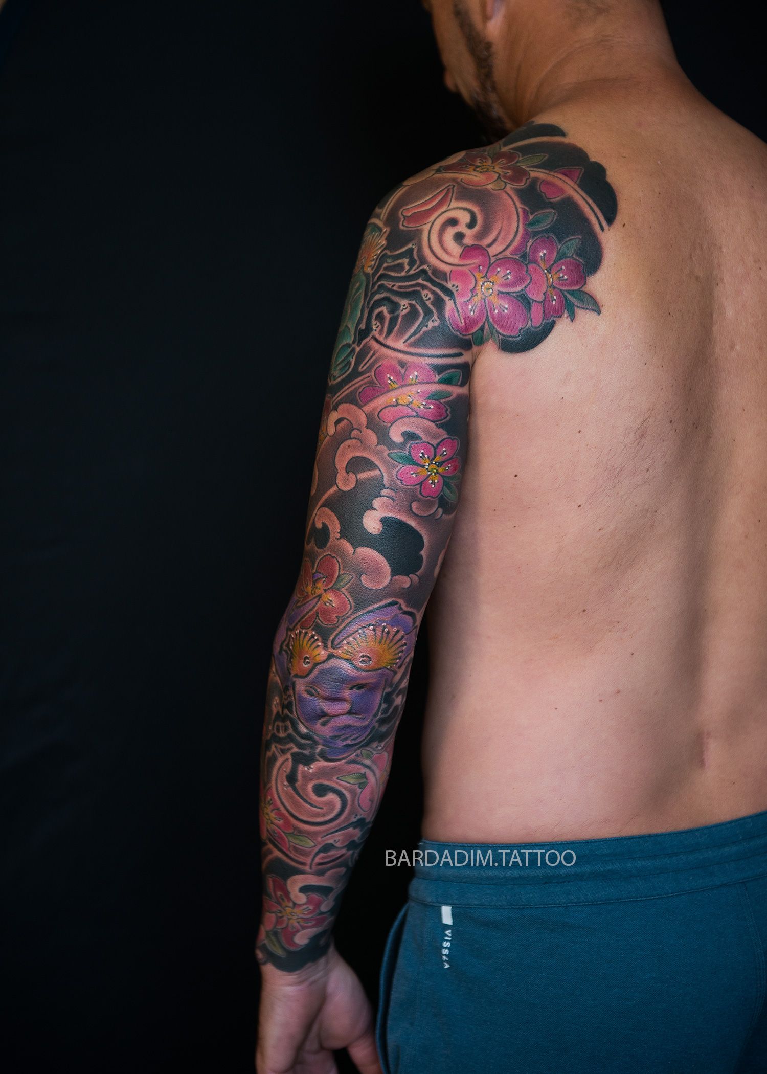 Crabs and sakura tattoo