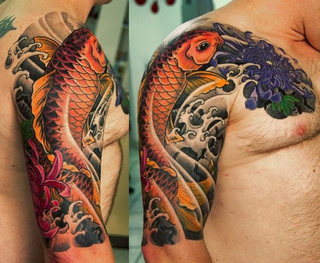 Koi Fish Single Line Temporary Tattoo / Continuous Single Line Fish Tattoo  - Etsy