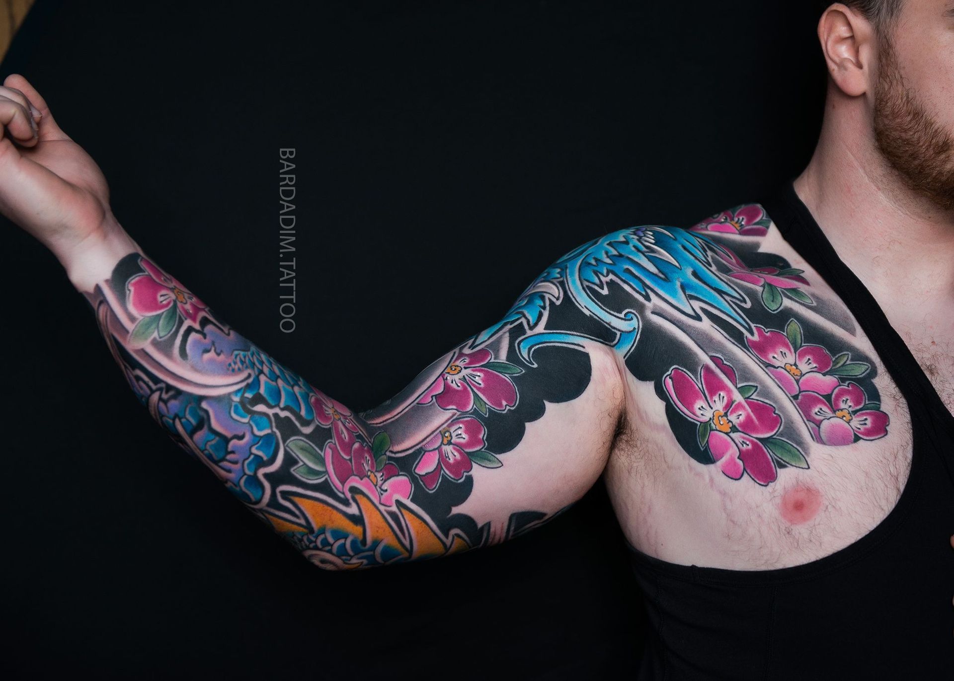 Blue dragon tattoo sleeve