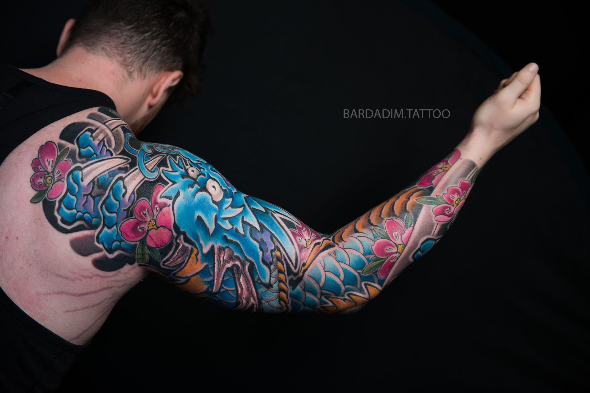 Blue dragon tattoo sleeve