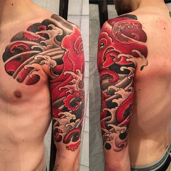 Japanese half sleeve. Octopus tattoo
