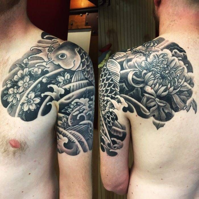 Koi fish tattoo. japanese tattoo. half sleeve