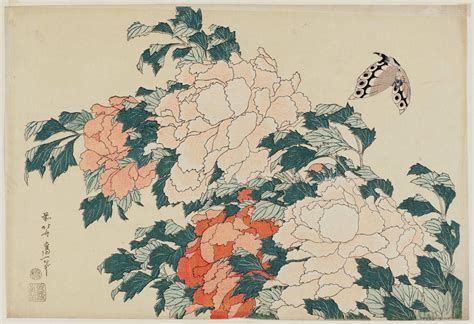 Katsushika+Hokusai+white+Peonies+and+Butterfly