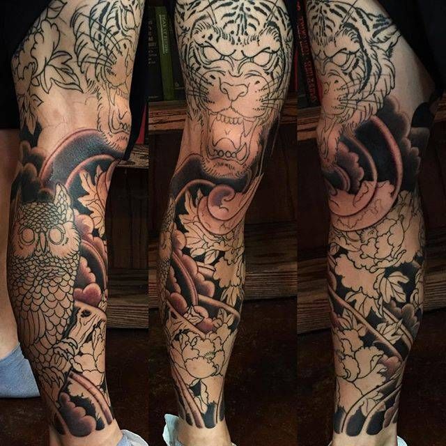 Polynesian Full Leg Tattoo Realistic Graphic · Creative Fabrica
