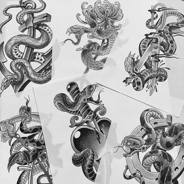 Black Snake Temporary Tattoo - Set of 3 – Tatteco