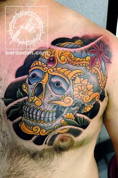 Tibetan Skull Kapala Tattoo by George Bardadim, Tattoo artist NYC