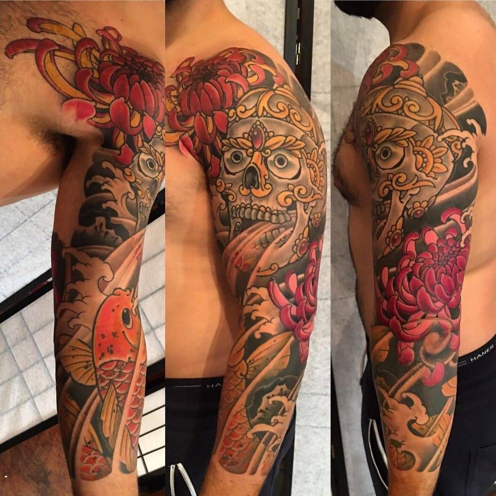 Skull & Roses Sleeve 3 - ArtWear Tattoo