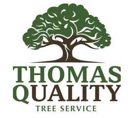 Logo for Thomas Quality Tree Service with a green oak tree icon above the company name in green and brown text.