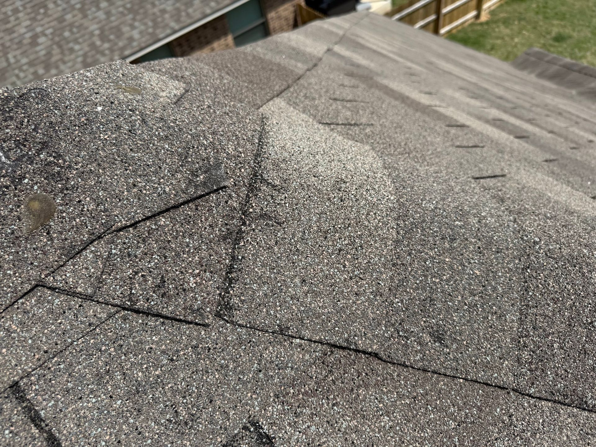 A close up of a roof with a hole in it.