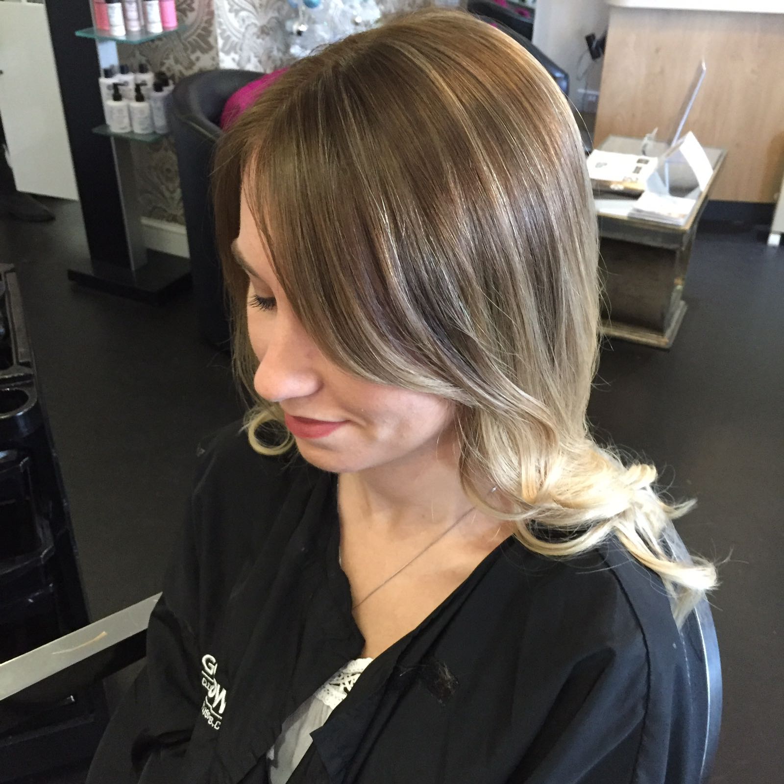 Getting a new hair style at the salon