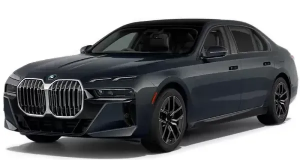 A black bmw 3 series sedan is shown on a white background.