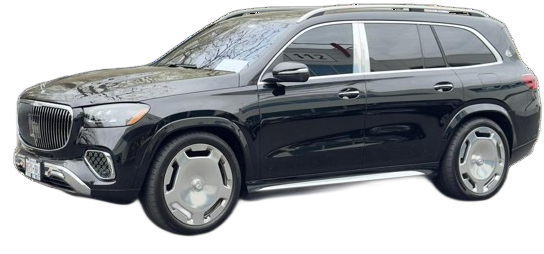 A black van is shown from the side on a white background.