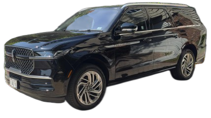 A black lincoln navigator is shown on a white background.