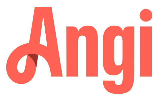 The word angi is written in red on a white background