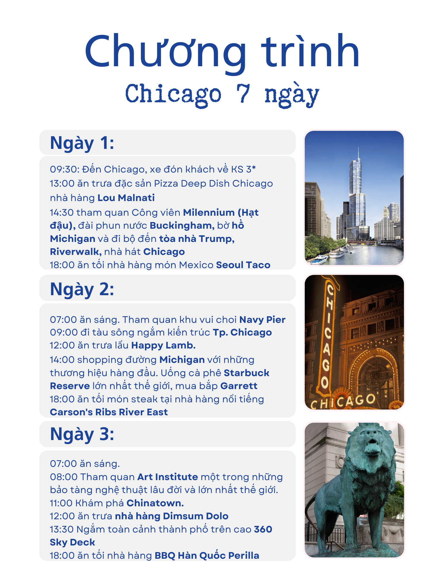 Tour Mỹ -  Chicago - 7 ngày cao cấp
