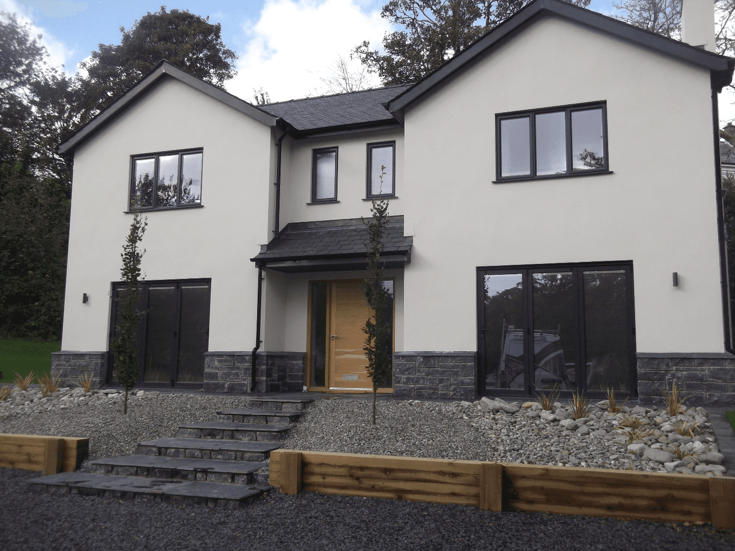 windows and doors on white house