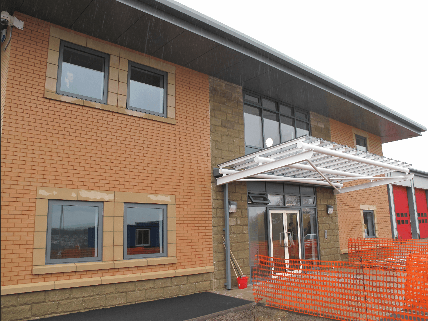 windows on a brick building