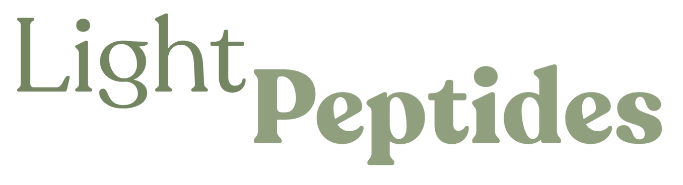 Light Peptides logo in pale green text on a white background
