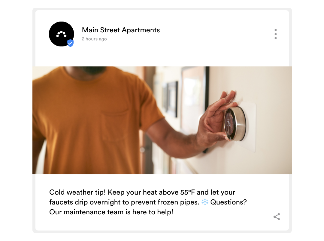 Example Google Business Profile Post for an apartment community