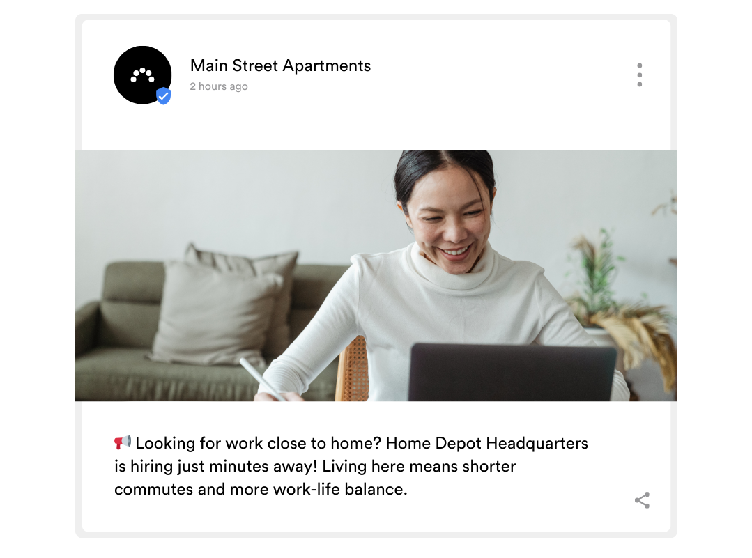 Example Google Business Profile Post for an apartment community