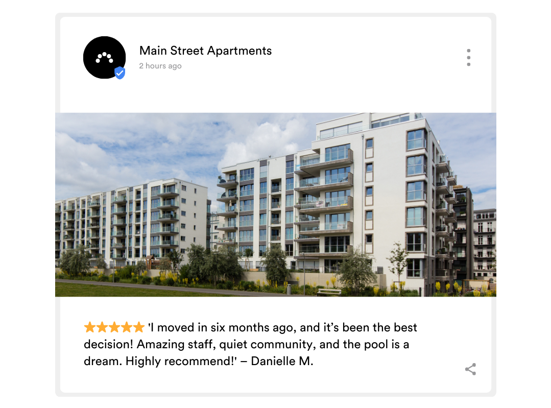 Example Google Business Profile Post for an apartment community