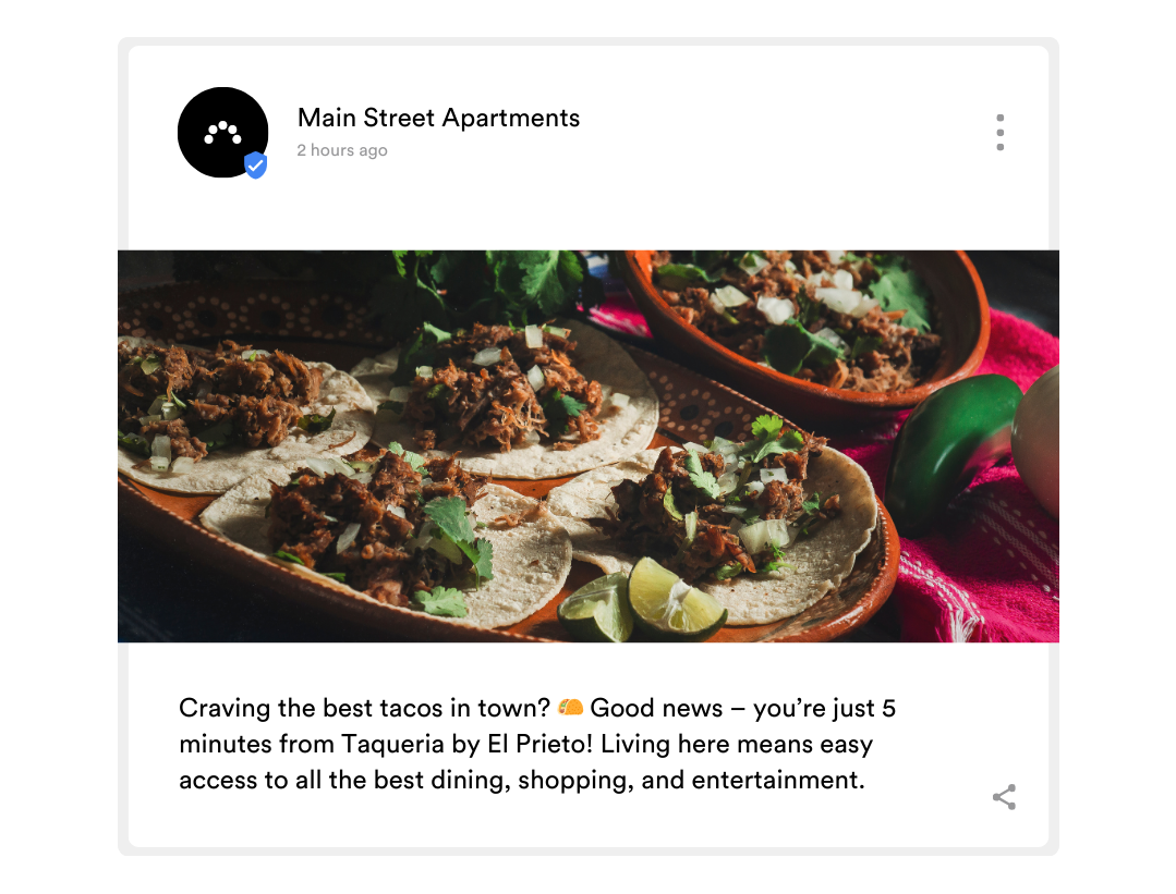 Example Google Business Profile Post for an apartment community