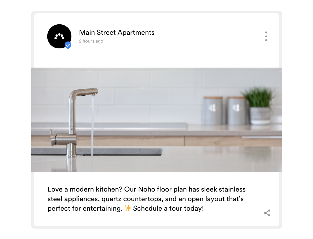 Example Google Business Profile Post for an apartment community