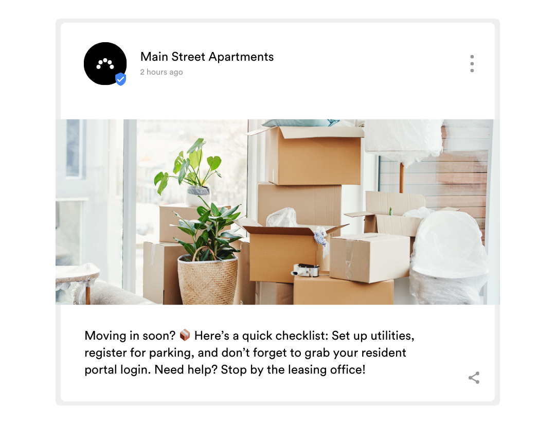 Example Google Business Profile Post for an apartment community