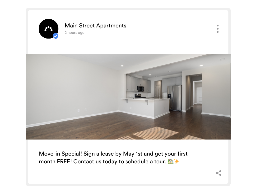 Example Google Business Profile Post for an apartment community