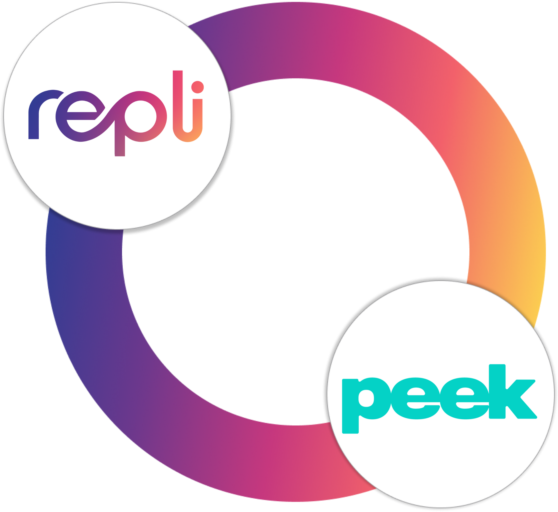 a circle with the words repli and peek inside of it