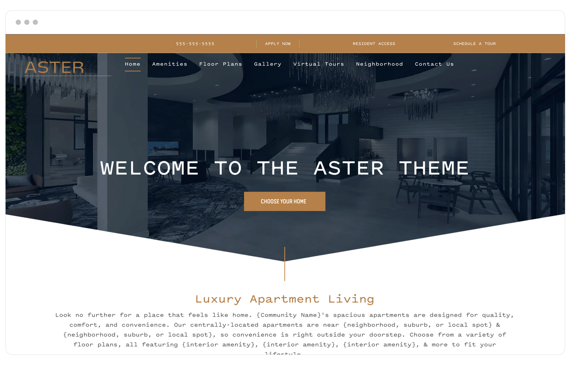 Aster theme displayed on desktop