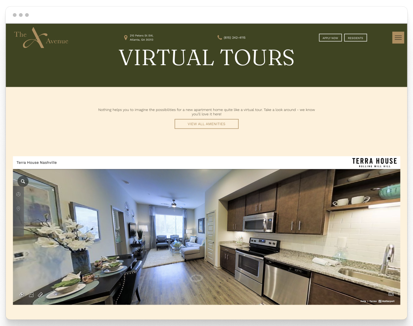 Virtual Tours Page of Avenue Property Website Theme